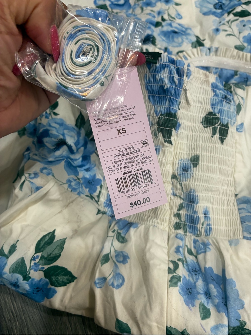 wild fable White Strapless Maxi Dress with Blue Floral Print - Picture 5 of 5